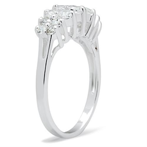 MASS056 - Silver 925 Sterling Silver Ring with AAA Grade CZ in Clear