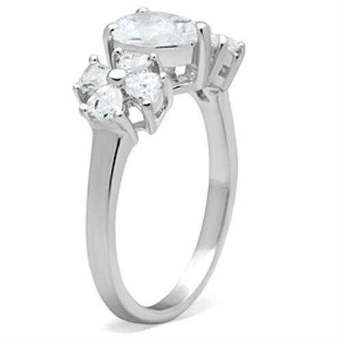 MASS057 - Silver 925 Sterling Silver Ring with AAA Grade CZ in Clear