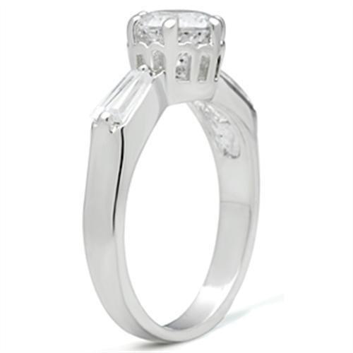 MASS060 - Silver 925 Sterling Silver Ring with AAA Grade CZ in Clear