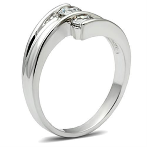 MASS064 - Silver 925 Sterling Silver Ring with AAA Grade CZ in Clear