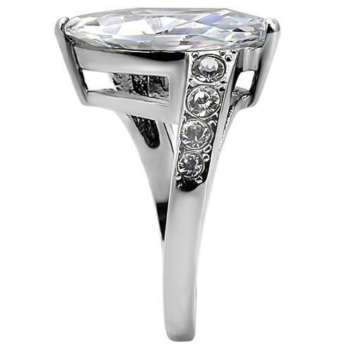 MATK008 - High polished (no plating) Stainless Steel Ring with AAA Grade CZ in Clear