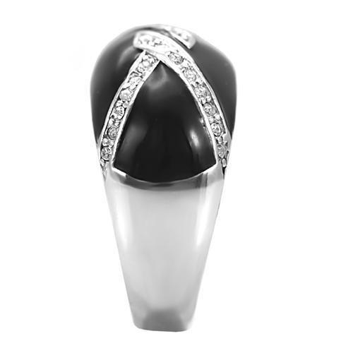 MATK022 - High polished (no plating) Stainless Steel Ring with Top Grade Crystal in Clear