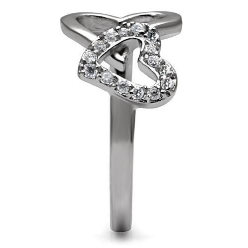 MATK077 - High polished (no plating) Stainless Steel Ring with AAA Grade CZ in Clear