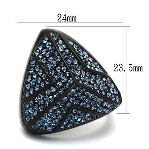 MATK1005 - IP Black(Ion Plating) Stainless Steel Ring with Top Grade Crystal in Montana