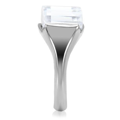 MATK100 - High polished (no plating) Stainless Steel Ring with AAA Grade CZ in Clear