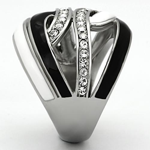 MATK1018 - High polished (no plating) Stainless Steel Ring with Top Grade Crystal in Clear