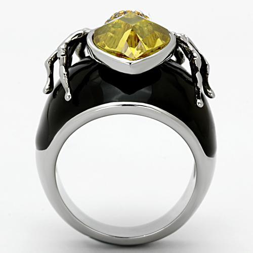 MATK1019 - High polished (no plating) Stainless Steel Ring with AAA Grade CZ in Topaz
