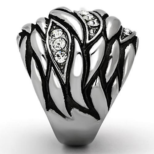 MATK1020 - High polished (no plating) Stainless Steel Ring with Top Grade Crystal in Clear