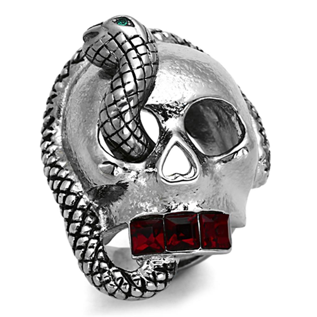 MATK1038 - High polished (no plating) Stainless Steel Ring with Top Grade Crystal in Multi Color