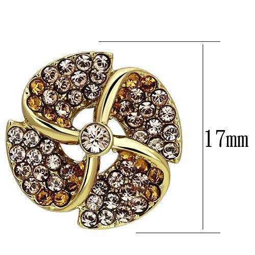 MATK1040 - IP Gold(Ion Plating) Stainless Steel Earrings with Top Grade Crystal in Multi Color