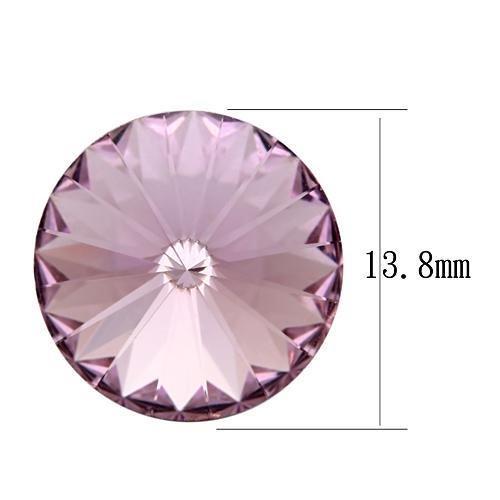 MATK1042 - High polished (no plating) Stainless Steel Earrings with Top Grade Crystal in Light Amethyst