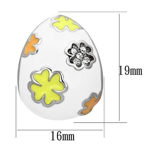 MATK1043 - High polished (no plating) Stainless Steel Earrings with Top Grade Crystal in Clear