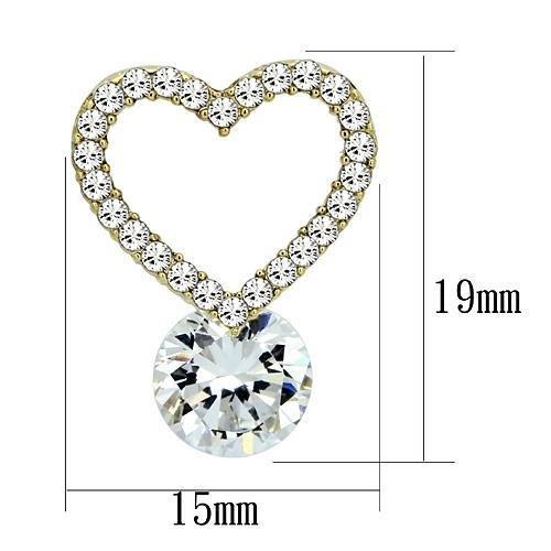 MATK1045 - IP Gold(Ion Plating) Stainless Steel Earrings with AAA Grade CZ in Clear