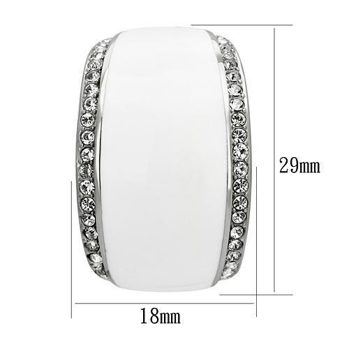 MATK1046 - High polished (no plating) Stainless Steel Earrings with Top Grade Crystal in Clear