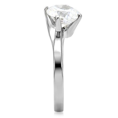 MATK104 - High polished (no plating) Stainless Steel Ring with AAA Grade CZ in Clear