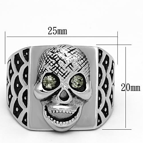 MATK1056 - High polished (no plating) Stainless Steel Ring with Top Grade Crystal in Black Diamond