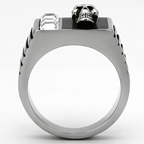 MATK1057 - High polished (no plating) Stainless Steel Ring with Top Grade Crystal in Clear