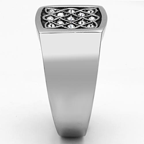 MATK1060 - High polished (no plating) Stainless Steel Ring with Top Grade Crystal in Clear
