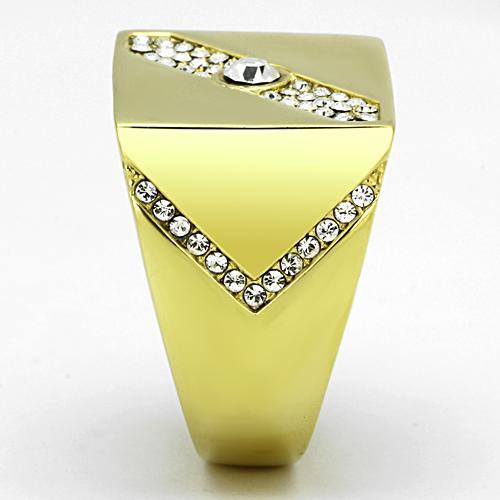 MATK1066 - IP Gold(Ion Plating) Stainless Steel Ring with Top Grade Crystal in Clear