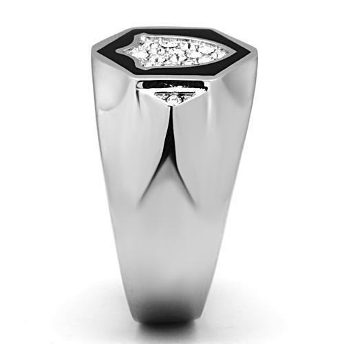 MATK1069 - High polished (no plating) Stainless Steel Ring with Top Grade Crystal in Clear
