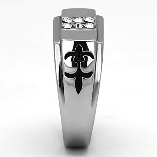 MATK1071 - High polished (no plating) Stainless Steel Ring with Top Grade Crystal in Clear