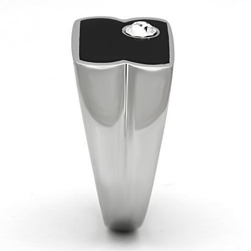 MATK1073 - High polished (no plating) Stainless Steel Ring with Top Grade Crystal in Clear