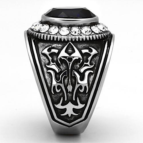 MATK1075 - High polished (no plating) Stainless Steel Ring with Synthetic Synthetic Glass in Montana