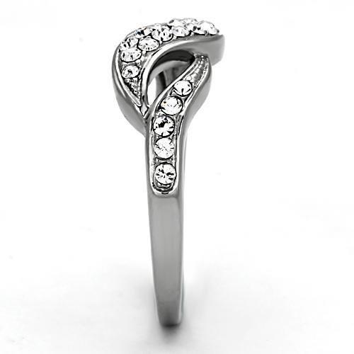 MATK1085 - High polished (no plating) Stainless Steel Ring with Top Grade Crystal in Clear