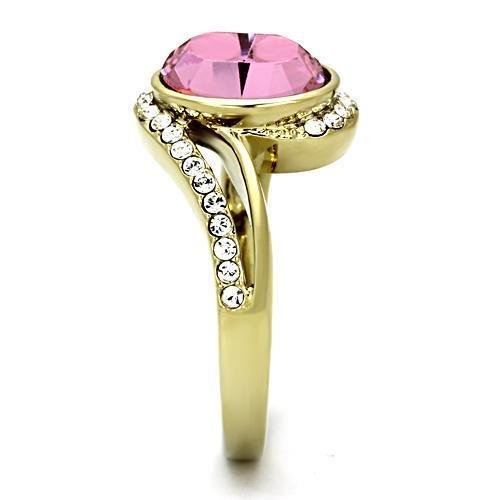 MATK1097 - IP Gold(Ion Plating) Stainless Steel Ring with Top Grade Crystal in Rose
