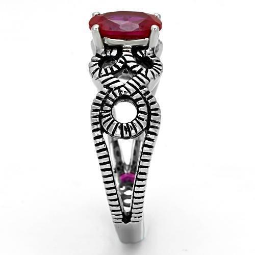 MATK1112 - High polished (no plating) Stainless Steel Ring with AAA Grade CZ in Ruby