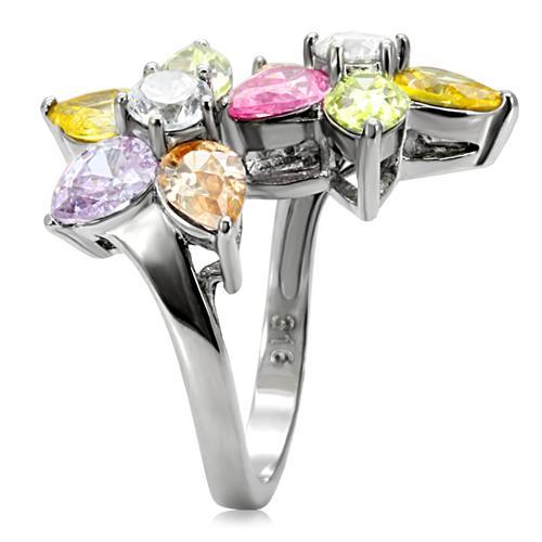 MAKered Cocktail Ring - Stainless Steel, AAA CZ , Multi Color - TK111