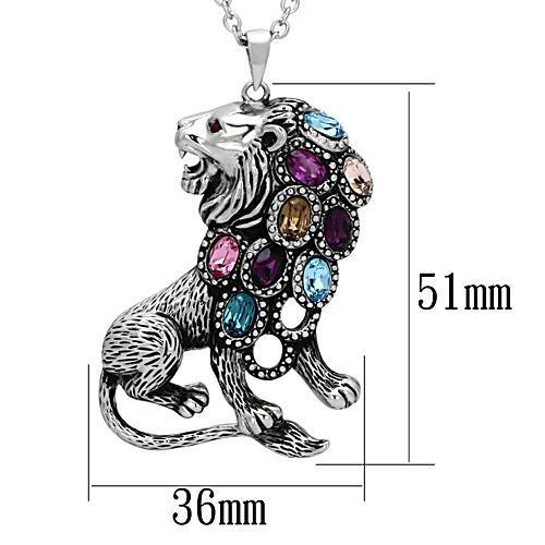 MATK1125 - High polished (no plating) Stainless Steel Chain Pendant with Top Grade Crystal in Multi Color