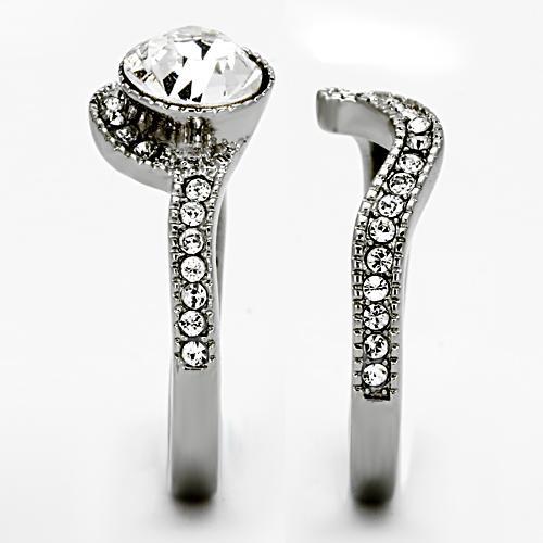 MATK1155 - High polished (no plating) Stainless Steel Ring with Top Grade Crystal in Clear