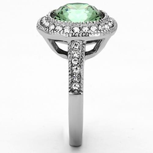 MATK1317 - High polished (no plating) Stainless Steel Ring with Top Grade Crystal in Emerald