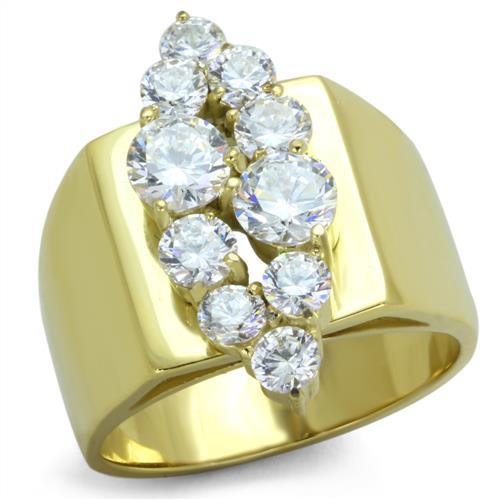 MATK1879 - IP Gold(Ion Plating) Stainless Steel Ring with AAA Grade CZ in Clear