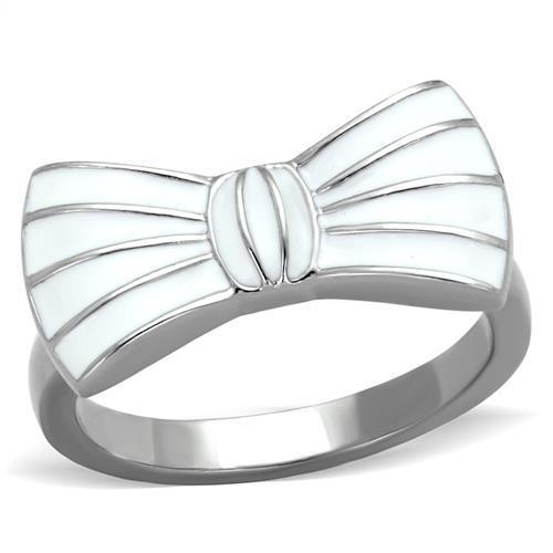 MATK2028 - High polished (no plating) Stainless Steel Ring with Epoxy in White