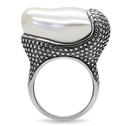 MATK212 - High polished (no plating) Stainless Steel Ring with Synthetic Synthetic Stone in White