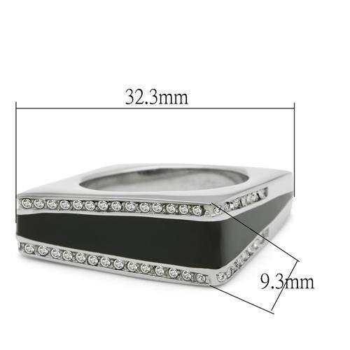 MATK232 - High polished (no plating) Stainless Steel Ring with Top Grade Crystal in Clear