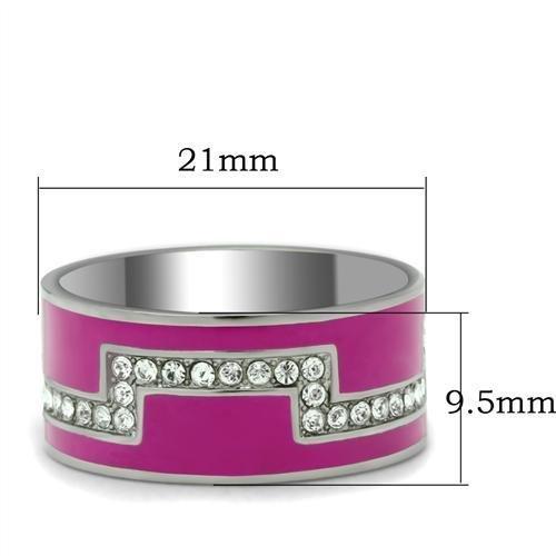 MATK244 - High polished (no plating) Stainless Steel Ring with Top Grade Crystal in Clear