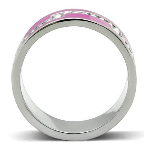 MATK244 - High polished (no plating) Stainless Steel Ring with Top Grade Crystal in Clear