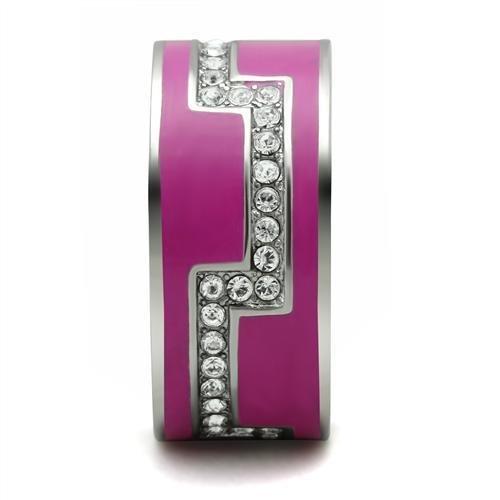 MATK244 - High polished (no plating) Stainless Steel Ring with Top Grade Crystal in Clear