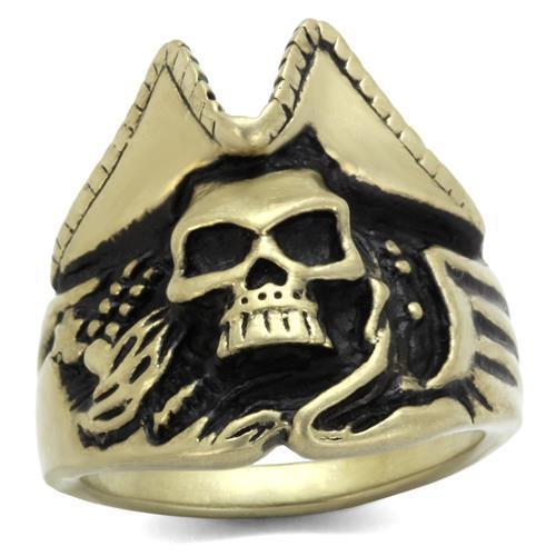 MATK2453 - IP Antique Copper Stainless Steel Ring with Epoxy in Jet