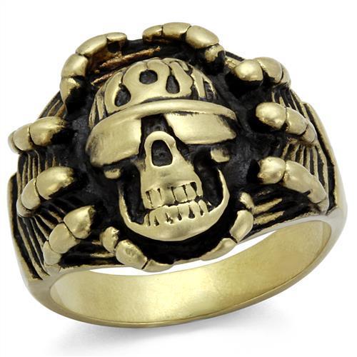 MATK2461 - IP Antique Copper Stainless Steel Ring with Epoxy in Jet
