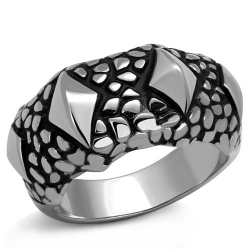 MATK2513 - High polished (no plating) Stainless Steel Ring with Epoxy in Jet