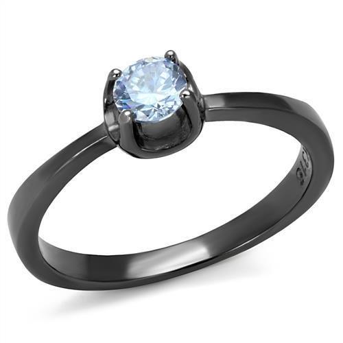 MATK2609 - IP Light Black (IP Gun) Stainless Steel Ring with AAA Grade CZ in Light Amethyst