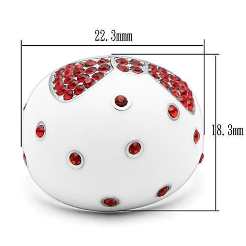 MATK260 - High polished (no plating) Stainless Steel Ring with Top Grade Crystal in Ruby