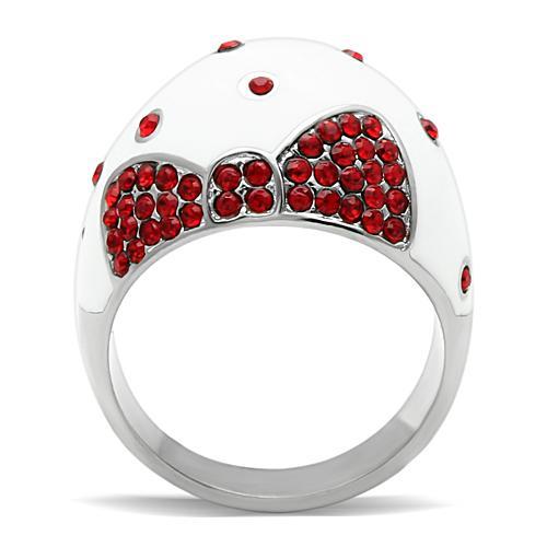 MATK260 - High polished (no plating) Stainless Steel Ring with Top Grade Crystal in Ruby