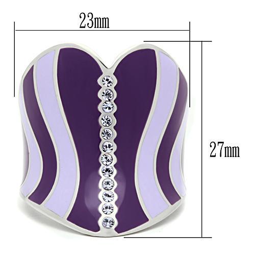 MATK262 - High polished (no plating) Stainless Steel Ring with Top Grade Crystal in Sea Blue