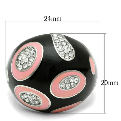 MATK263 - High polished (no plating) Stainless Steel Ring with Top Grade Crystal in Clear