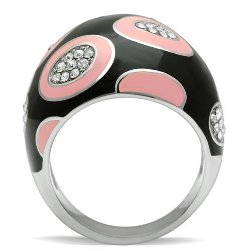 MATK263 - High polished (no plating) Stainless Steel Ring with Top Grade Crystal in Clear